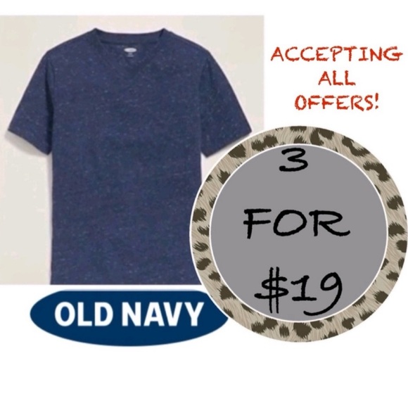 3/$19 Old Navy crew neck Heather blue vintage short sleeve T-shirt - Picture 1 of 14